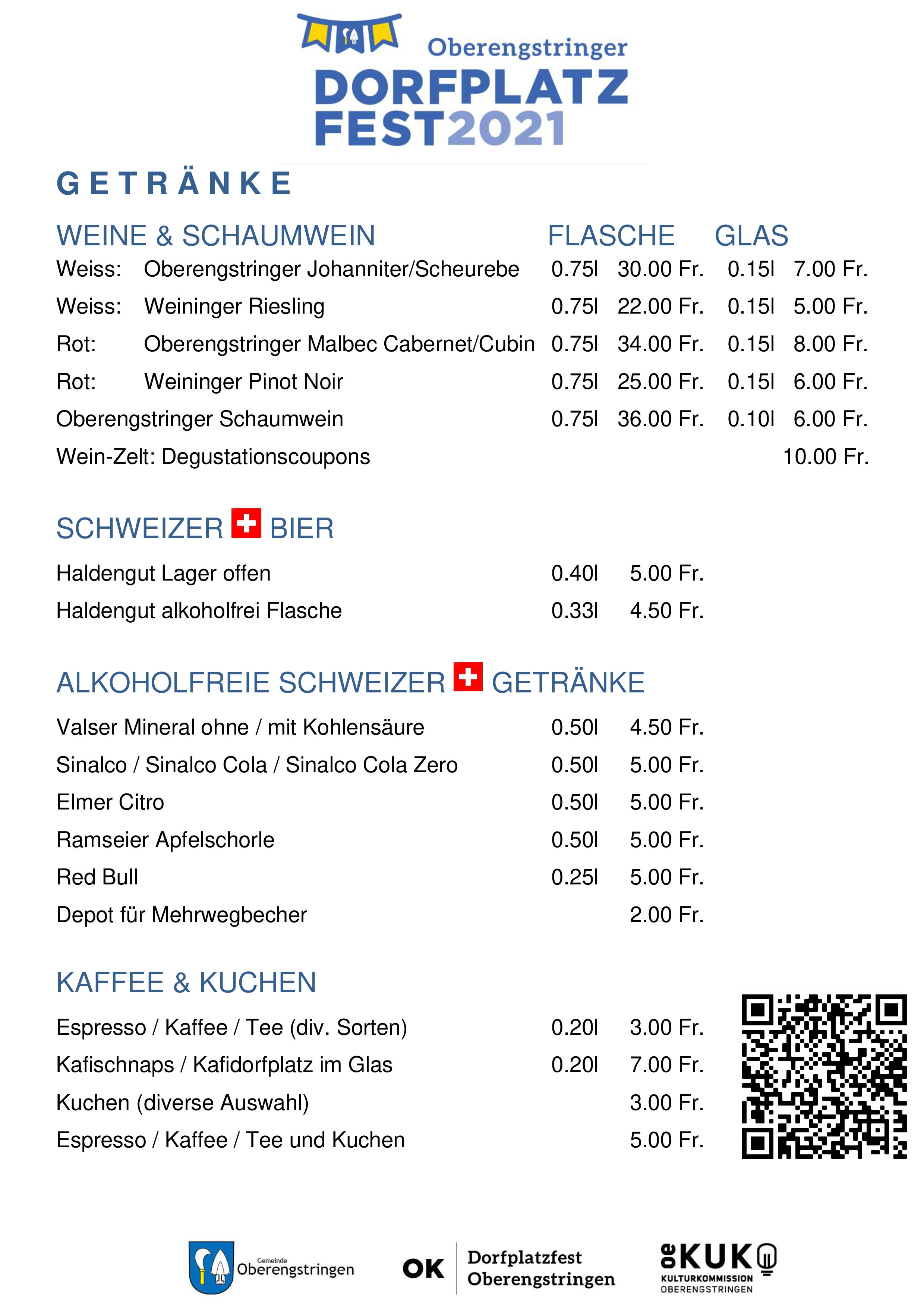 Getränke und Essen